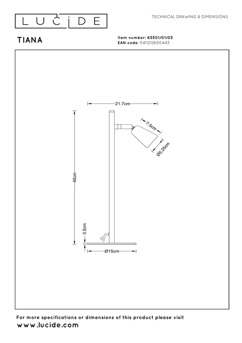 Lucide TIANA - Table lamp - 1xGU10 - Champagne Color | Essential - technical